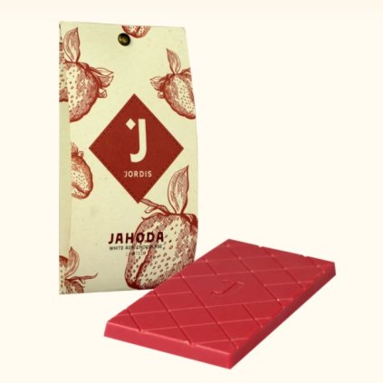 Bílá čokoláda 40% s jahodami 50g