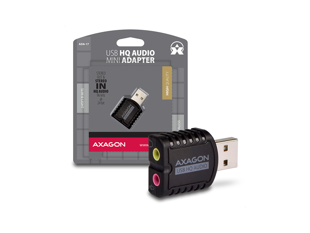 AXAGON ADA-17, USB2.0 - stereo HQ audio MINI adaptér, 24-bit/96kHz, ADA-17