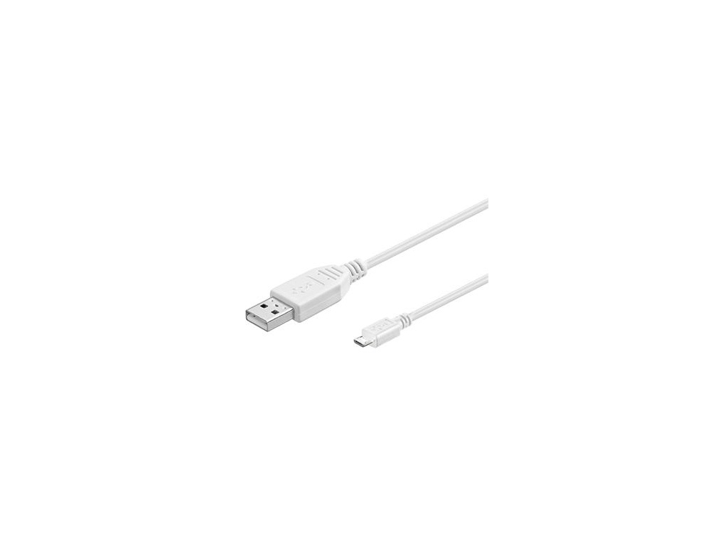 PremiumCord Kabel micro USB 2.0, A-B 3m, bílá, ku2m3fw