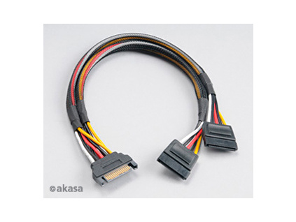 SATA napájecí rozdvojka Sata(M) na 2xSata(F) 30 cm, AK-CBPW05-30
