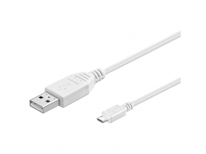 PremiumCord Kabel micro USB 2.0, A-B 0,5m, bílá, ku2m05fw