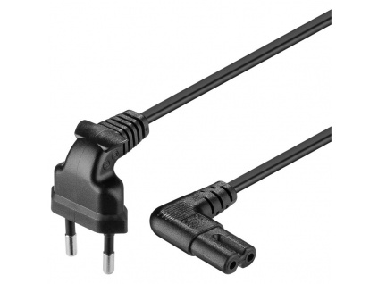 PremiumCord Kabel síťový 230V k magnetofonu se zahnutými konektory 2m, kpspm2-90