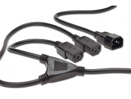 PremiumCord Kabel síťový 230V, Y-kabel prodlužovací M-2x F, kpsy