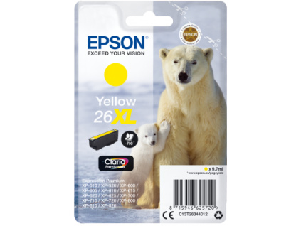 Epson Singlepack Yellow 26XL Claria Premium Ink, C13T26344012