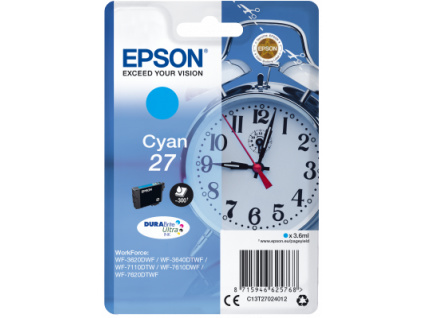 Epson Singlepack Cyan 27 DURABrite Ultra Ink, C13T27024012