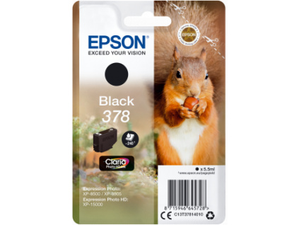 Epson Singlepack Black 378 Claria Photo HD Ink, C13T37814010