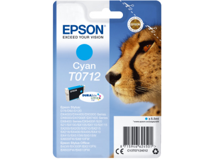 Epson Singlepack Cyan T0712 DURABrite Ultra Ink, C13T07124012