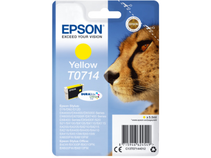 Epson Singlepack Yellow T0714 DURABrite Ultra Ink, C13T07144012