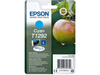 Epson Singlepack Cyan T1292 DURABrite Ultra Ink, C13T12924012