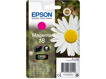 Epson Singlepack Magenta 18 Claria Home Ink, C13T18034012