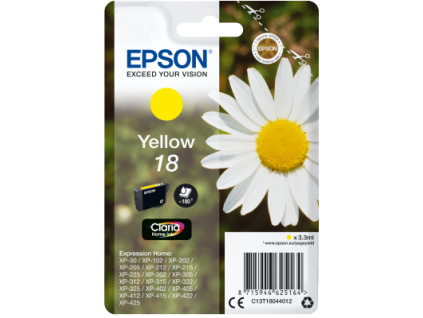 Epson Singlepack Yellow 18 Claria Home Ink, C13T18044012