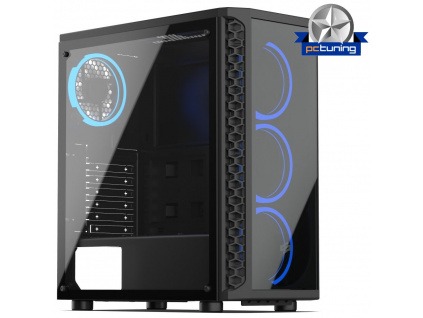 SilentiumPC skříň MidT Signum SG1X TG RGB / 2x USB 3.0/ 4x 120mm fan/ čelo a bok z tvrzeného skla/ RGB podsvícení/ černá, SPC233