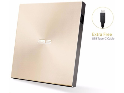 ASUS DVD ZenDrive SDRW-08U9M-U GOLD, External Slim DVD-RW, USB Type-C/Type-A, M-DISC, 90DD02A5-M29000