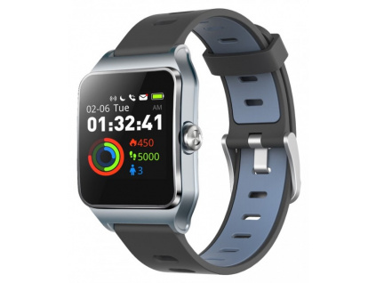 UMAX chytré hodinky U-Band P1 PRO/ 1,3" IPS/ Bluetooth 4.2/ MTK2511/ GPS/ ATM50/ iOS 8.0 +/ Android 4.3 +/ šedo-stříbrné, UB523