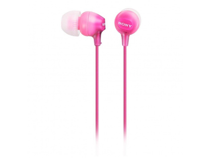 SONY headset do uší MDREX15APP/ sluchátka drátová + mikrofon/ 3,5mm jack/ citlivost 100 dB/mW/ růžová
