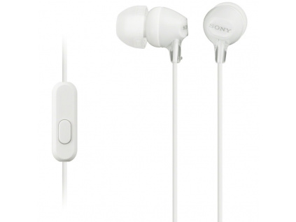SONY headset do uší MDREX15APW/ sluchátka drátová + mikrofon/ 3,5mm jack/ citlivost 100 dB/mW/ bílá, MDREX15APW.CE7