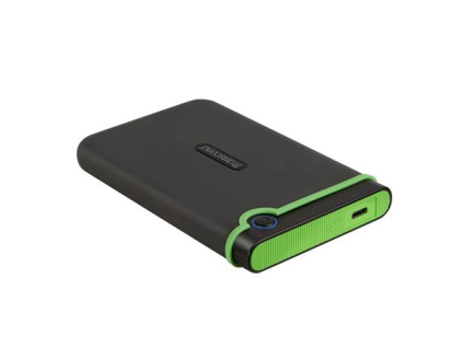 TRANSCEND 2TB StoreJet 25M3C SLIM, 2.5”, USB-C (3.1 Gen 1) Externí Anti-Shock disk, tenký profil, šedo/zelený, TS2TSJ25M3C