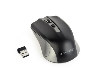 GEMBIRD myš MUSW-4B-04-GB, šedo-černá, bezdrátová, USB nano receiver, MUSW-4B-04-GB