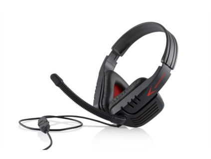 Modecom MC-823 RANGER headset, herní sluchátka s mikrofonem, černo-červená, S-MC-823-RANGER
