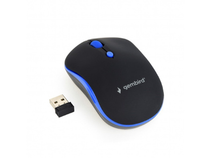 GEMBIRD myš MUSW-4B-03-B, černo-modrá, bezdrátová, USB nano receiver, MUSW-4B-03-B