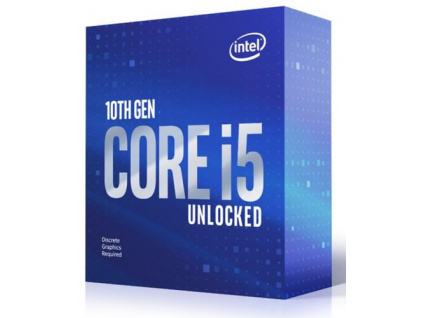 INTEL cpu CORE i5-10600KF socket1200 Comet Lake BOX 125W 10.generace (bez chladiče, 4.1GHz turbo 4.8GHz, 6x jádro, 12x vlákno, 12MB cache, pro DDR4 do 2666, bez grafika), virtualizace, BX8070110600KF