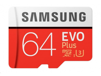 Samsung Micro SDXC karta 64GB EVO Plus (Class 10 UHS-I) + SD adaptér, MB-MC64HA/EU