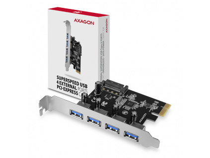 AXAGON PCEU-430VL, PCIe řadič, 4x USB 3.2 Gen 1 port, UASP, PCEU-430VL