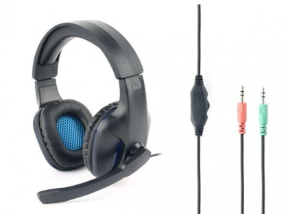 GEMBIRD sluchátka s mikrofonem GHS-04, gaming, černo-modrá, GHS-04