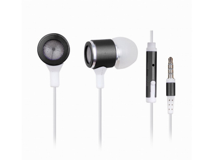 GEMBIRD sluchátka s mikrofonem MHS-EP-001 pro MP3, kovová, Black, MHS-EP-001