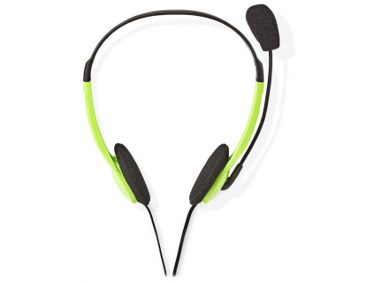 NEDIS headset CHST100GN/ drátová sluchátka + mikrofon/ 2x 3,5 mm jack/ kabel 2 m/ zelený, CHST100GN