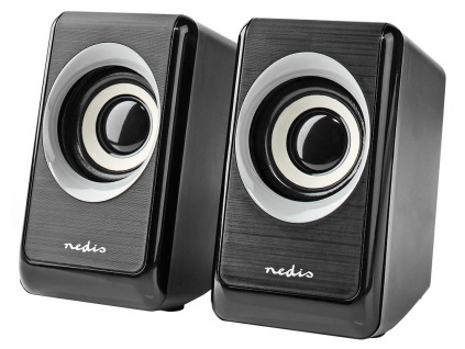 NEDIS PC reproduktory/ 2.0/ výkon 18 W/ 3,5 mm jack/ USB/ ABS/ černé, CSPR20020BK