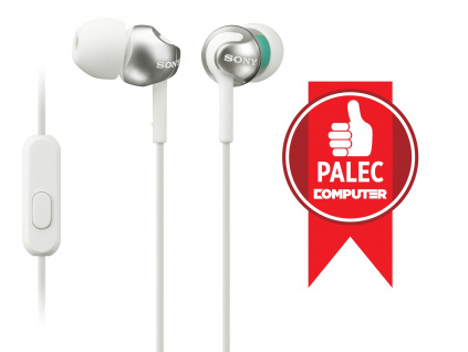 SONY sluchátka MDR-EX110AP, handsfree, bílé, MDREX110APW.CE7