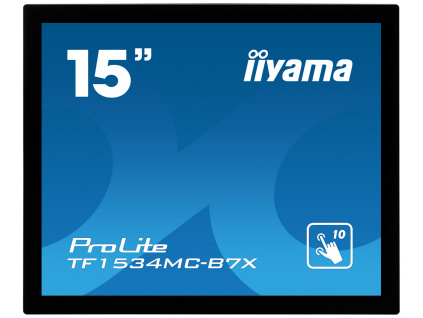15'' iiyama TF1534MC-B7X: TN, XGA, capacitive, 10P, 370cd/m2, VGA, DP, HDMI, IP65, černý, TF1534MC-B7X