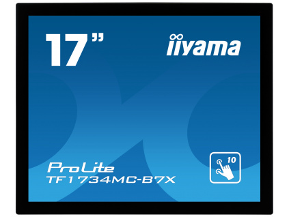 17'' iiyama TF1734MC-B7X: TN, 1280x1024, capacitive, 10P, 350cd/m2, VGA, DP, HDMI, IP65, černý, TF1734MC-B7X