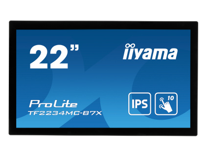 22'' iiyama TF2234MC-B7X: IPS, FullHD, capacitive, 10P, 350cd/m2, VGA, DP, HDMI, IP65, černý, TF2234MC-B7X