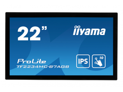 22'' iiyama TF2234MC-B7AGB: IPS, FullHD, capacitive, 10P, 350cd/m2, VGA, HDMI, DP, IP65, černý, TF2234MC-B7AGB