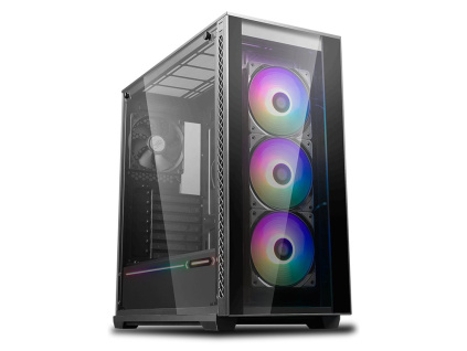 DEEPCOOL skříň Matrexx 70 ADD-RGB 3F / E-ATX / 3x120mm ARGB / 1x120mm / 2xUSB 3.0 / prosklená s magnetickým uchycením, DP-ATX-MATREXX70-BKG0P-3F