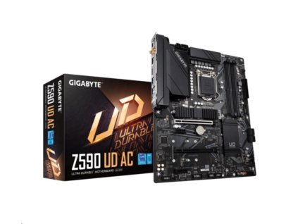 GIGABYTE MB Sc LGA1200 Z590 UD AC, Intel Z590, 4xDDR4, 1xDP, WI-FI, Z590 UD AC