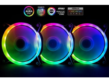 1stCOOL Fan KIT AURA EVO1 ARGB, 3x Dural Ring ventilátor 120x25mm+ nano řadič (sada do case), KIT-AURA-EVO-1