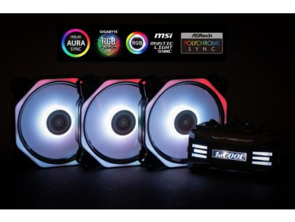 1stCOOL Fan KIT AURA EVO4 ARGB, 3x Hexa2 ventilátor 120x25mm +řadič +dálkový kit-(sada do case), KIT-AURA-EVO-4
