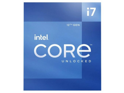 INTEL cpu CORE i7-12700K socket1700 Alder Lake BOX 125W/190W 12.generace (bez chladiče, od 2.7GHz do 5.0GHz, 12x jádro, 20x vlákno, 25MB cache, pro DDR4 do 3200, pro DDR5 do 4800), grafika, virtualizace, BX8071512700K