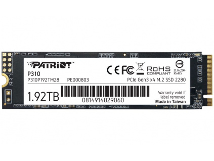 PATRIOT P310 1,92TB SSD / Interní / M.2 PCIe Gen3 x4 NVMe 1.3 / 2280, P310P192TM28