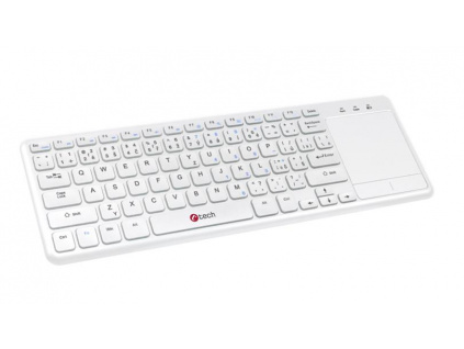 C-TECH klávesnice WLTK-01, bezdrátová klávesnice s touchpadem, bílá, USB,CZ/SK, WLTK-01W