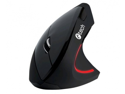 C-TECH myš VEM-09, vertikální, bezdrátová, 6 tlačítek, černá, USB nano receiver, VEM-09