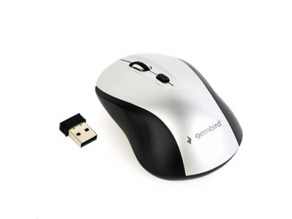 Myš GEMBIRD MUSW-4B-02-BS, černo-stříbrná, bezdrátová, USB nano receiver, MYS054269