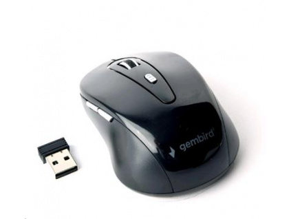 Myš GEMBIRD MUSW-6B-01, černá, bezdrátová, USB nano receiver, MYS054277