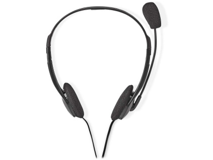 NEDIS headset CHST100BK/ drátová sluchátka + mikrofon/ 2x 3,5 mm jack/ kabel 2 m/ černý, CHST100BK