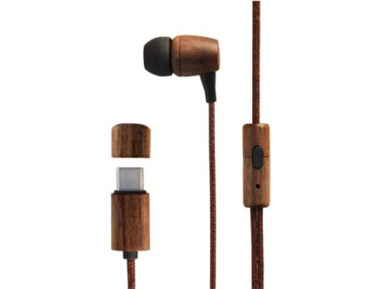 ENERGY Earphones Eco Walnut Wood (USB-C, In-ear, Sustainable wood, Hemp cable, Mic, Control Talk), 450701