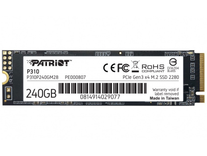 PATRIOT P310 240GB SSD / Interní / M.2 PCIe Gen3 x4 NVMe 1.3 / 2280, P310P240GM28