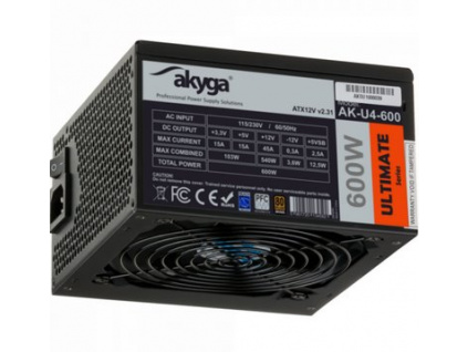 Akyga PC zdroj 600W Ultimate Series modulární 80+ Bronze 120mm ventilátor, AK-U4-600